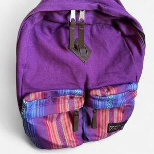 JanSport Vibrant Purple Backpack with Multicolor Accents